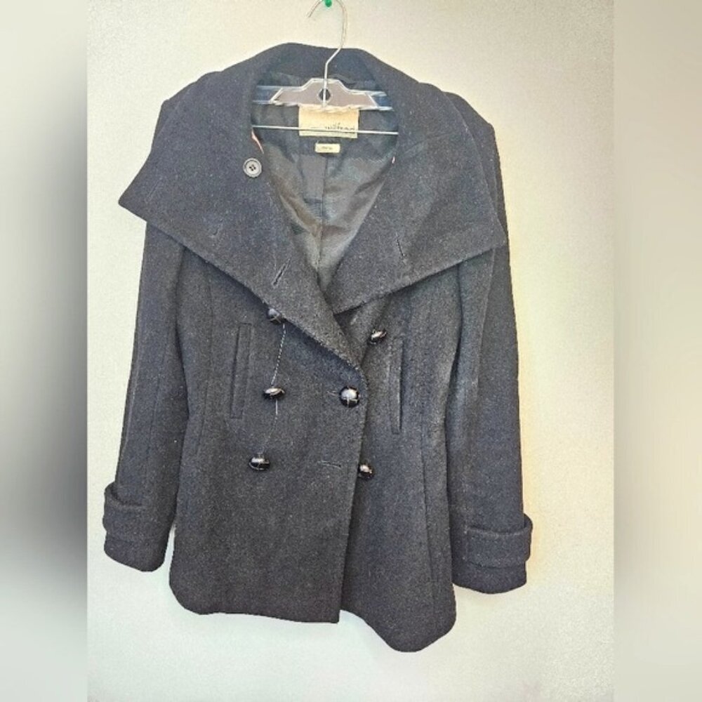 Aritzia Wilfred  Women's Wool Cashmere Pea Coat. XS Black Double Breasted